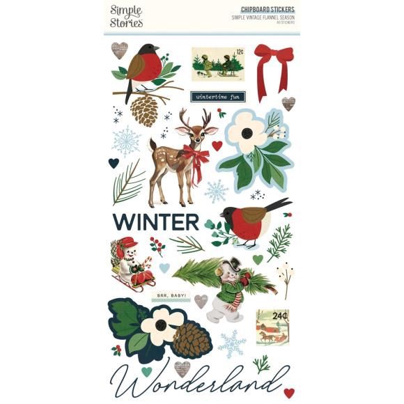 Simple Stories Chipboard Stickers 6&quot;X12&quot; Simple Vintage Flannel Season