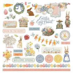 Bunnies &amp; Blooms Stickers 12&quot;X12&quot; Elements