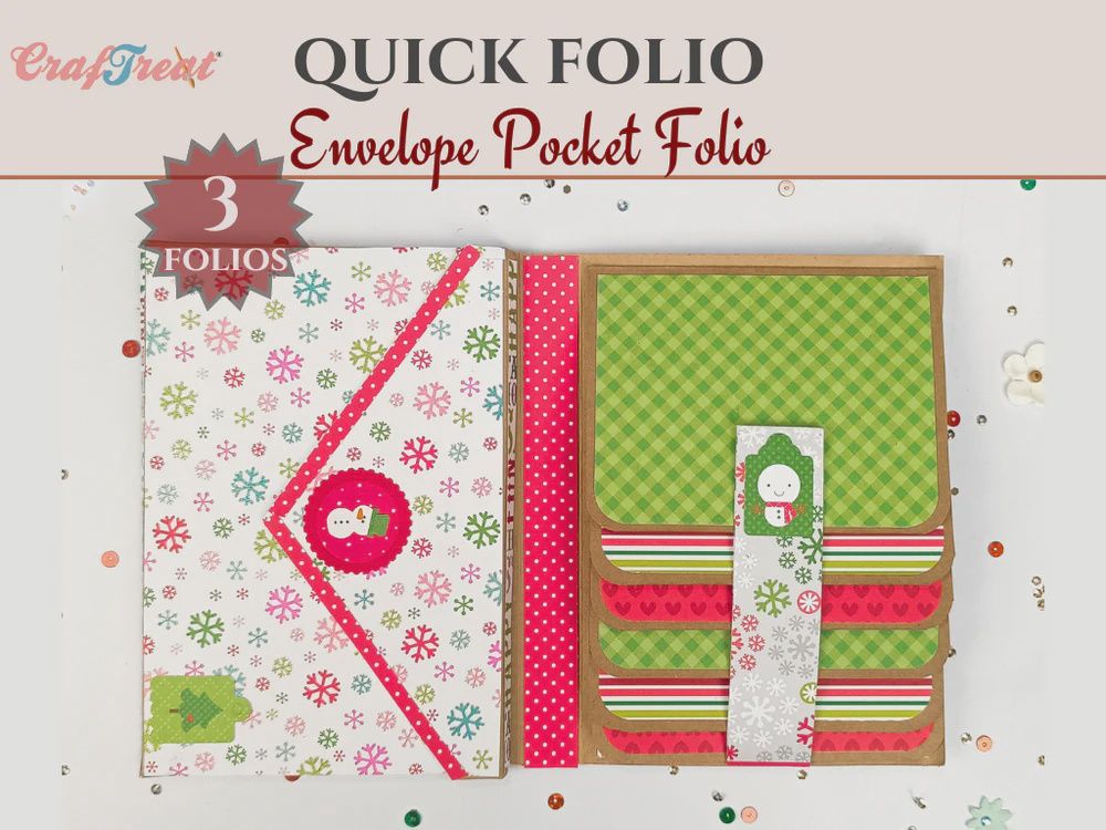 Craftreat Scrapbook Blank Quick Folio - Envelope Pocket Folio - Black, Kraft and White