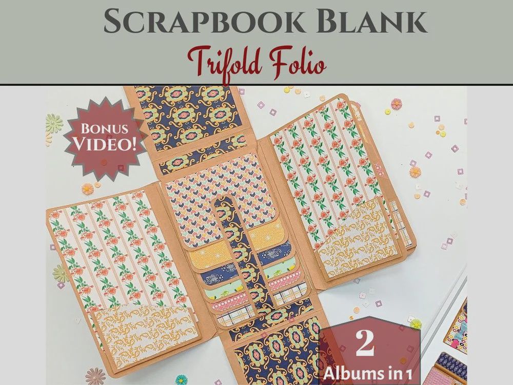 CrafTreat Scrapbook Blanks - TriFold Folio Wallet - Black &amp; Kraft Color