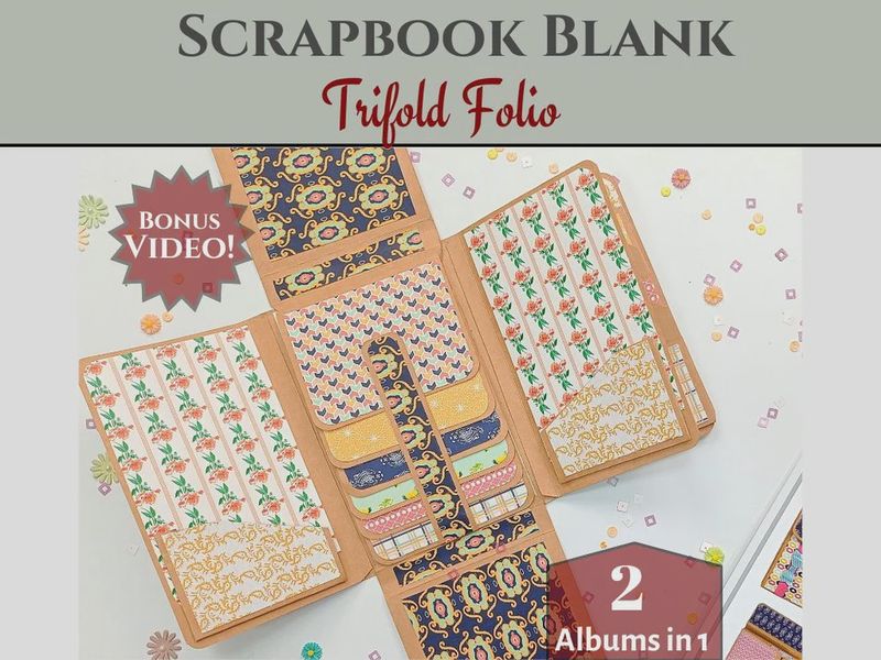 CrafTreat Scrapbook Blanks - TriFold Folio Wallet - Black &amp; Kraft Color