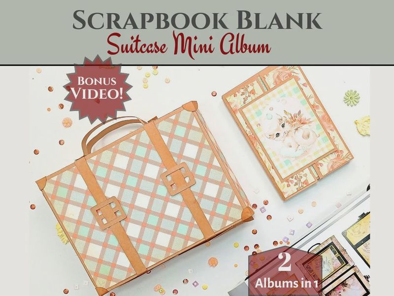 CrafTreat Scrapbook Blanks - Frame Accordion Suitcase - Black &amp; Kraft Color
