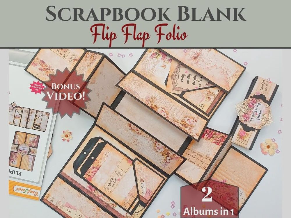 CrafTreat Scrapbook Blanks - FlipFlap Gatefold - Black &amp; Kraft Color