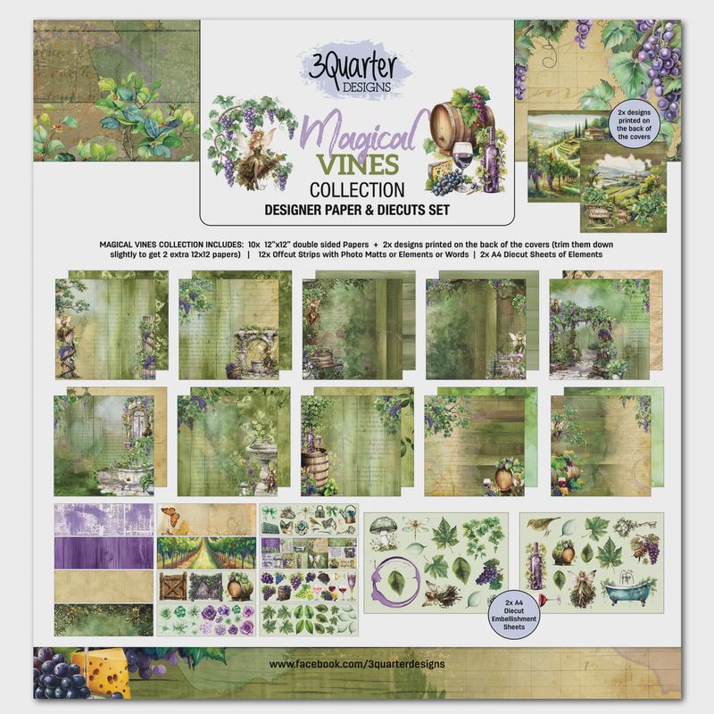 3Quarter Designs Magical Vines 12x12 Design Paper &amp; Diecuts Set