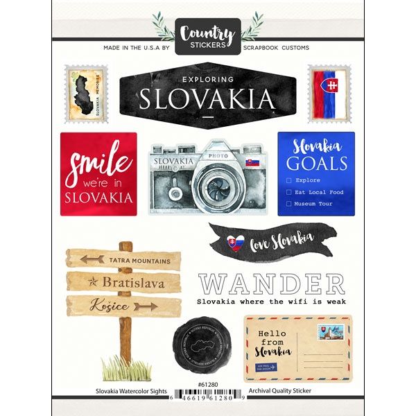 Slovakia Watercolor Sights Stickers