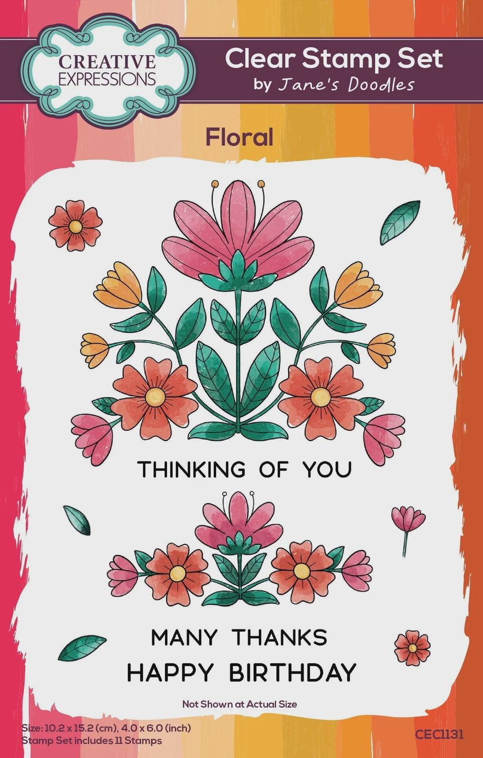 Creative Expressions Jane&#39;s Doodles Floral 4 in x 6 in Stamp Set