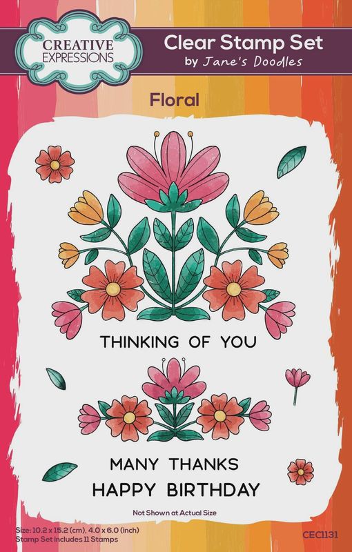 Creative Expressions Jane&#39;s Doodles Floral 4 in x 6 in Stamp Set