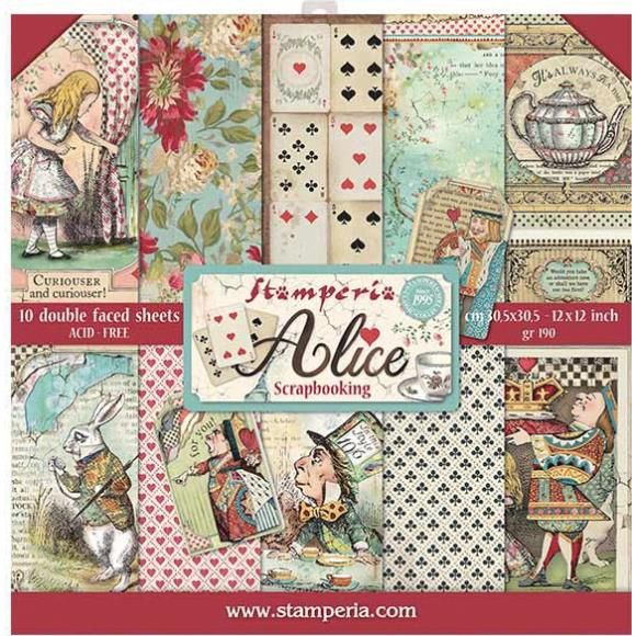 Stamperia Double-Sided Paper Pad 12&quot;X12&quot; 10/Pkg Alice In Wonderland, 10 Designs/1 Each