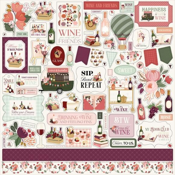 Carta Bella Cardstock Elements Stickers 12"X12" Wine