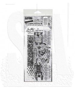 Tim Holtz Mixed-Media Stamps &amp; Stencil Set: Snarky Cat 2
