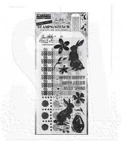 Tim Holtz Mixed-Media Stamps &amp; Stencil Set: Spring Shadows