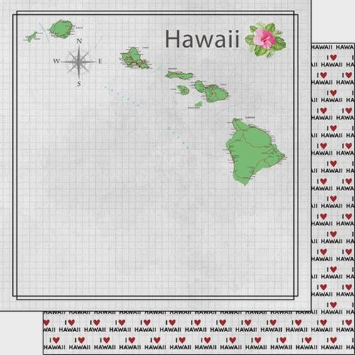Hawaii Adventure Map Double-Sided 12x12 Paper
