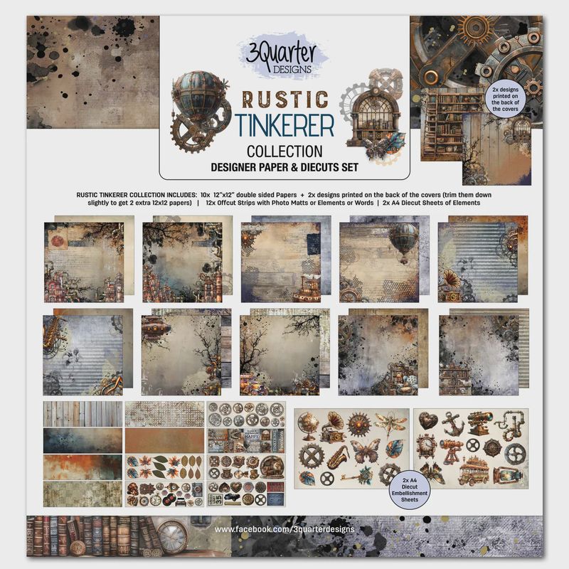 3Quarter Designs Rustic Tinkerer 12x12 Design Paper &amp; Diecuts Set