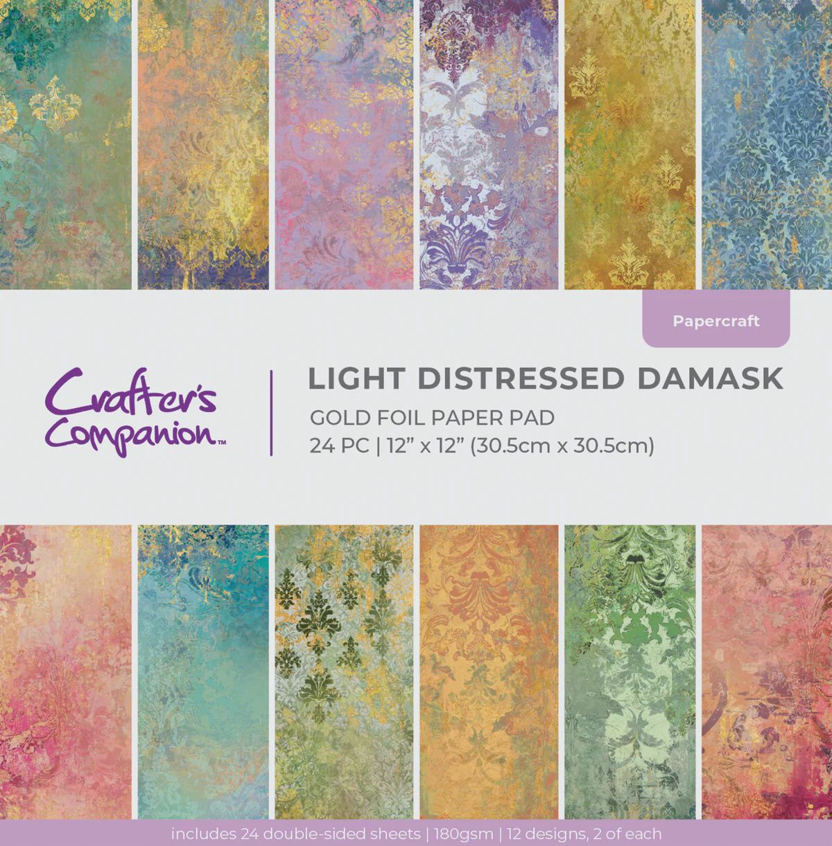 Crafter's Companion 12"x12" Paper Pad - Light Distressed Damask