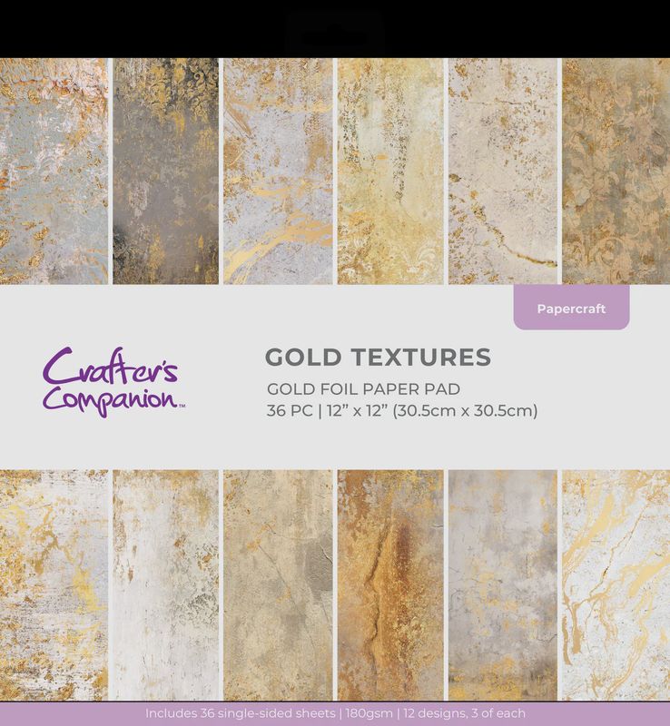 Crafter's Companion 12”x12” Paper Pad - Gold Textures