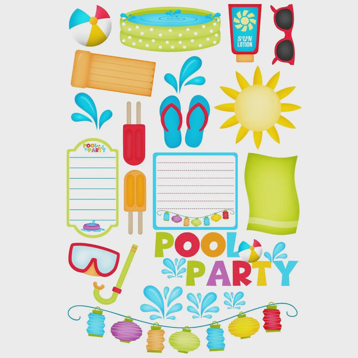 Pool Party Collection Laser Cut Ephemera Embellishments