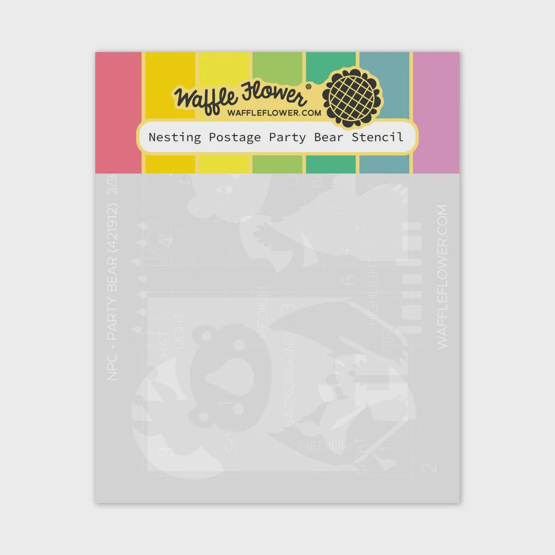 Nesting Postage Collage Party Bear Stencil