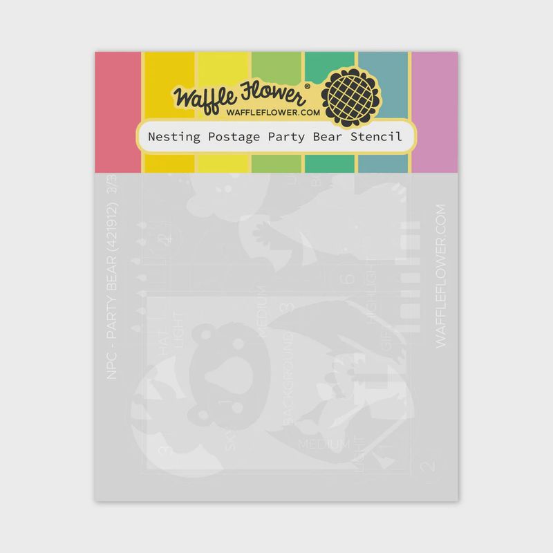Nesting Postage Collage Party Bear Stencil
