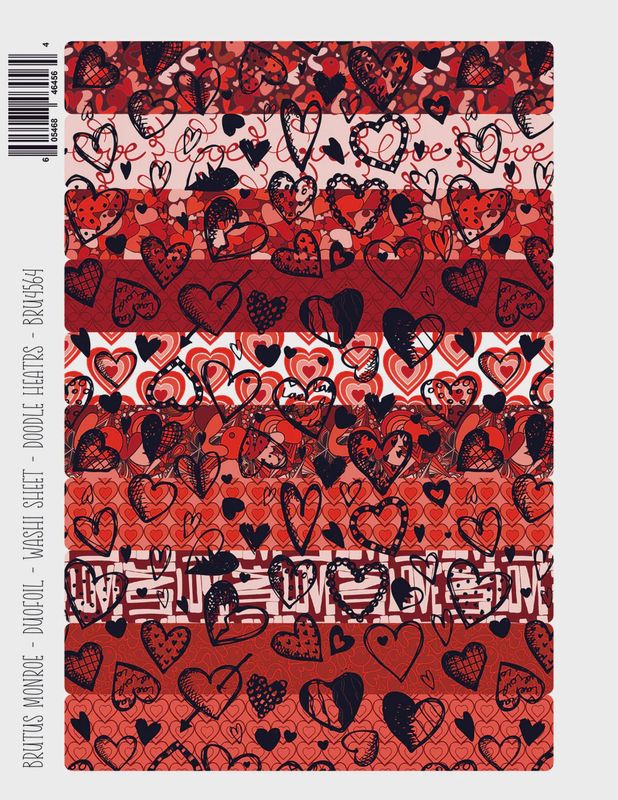 Doodle Hearts DuoFoil Washi Sheet
