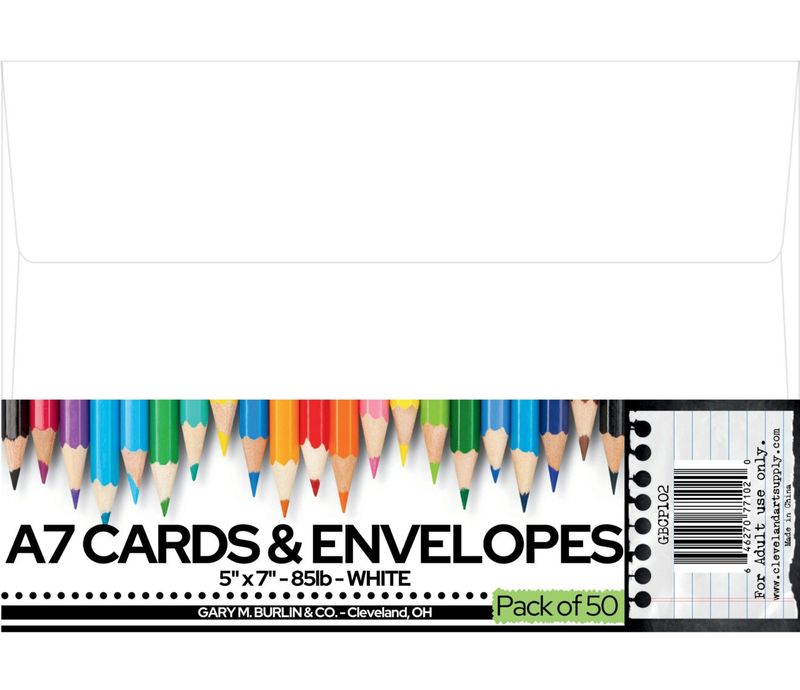 Gary Burlin – A7 – Cards &amp; Envelopes – White (50 Pieces)