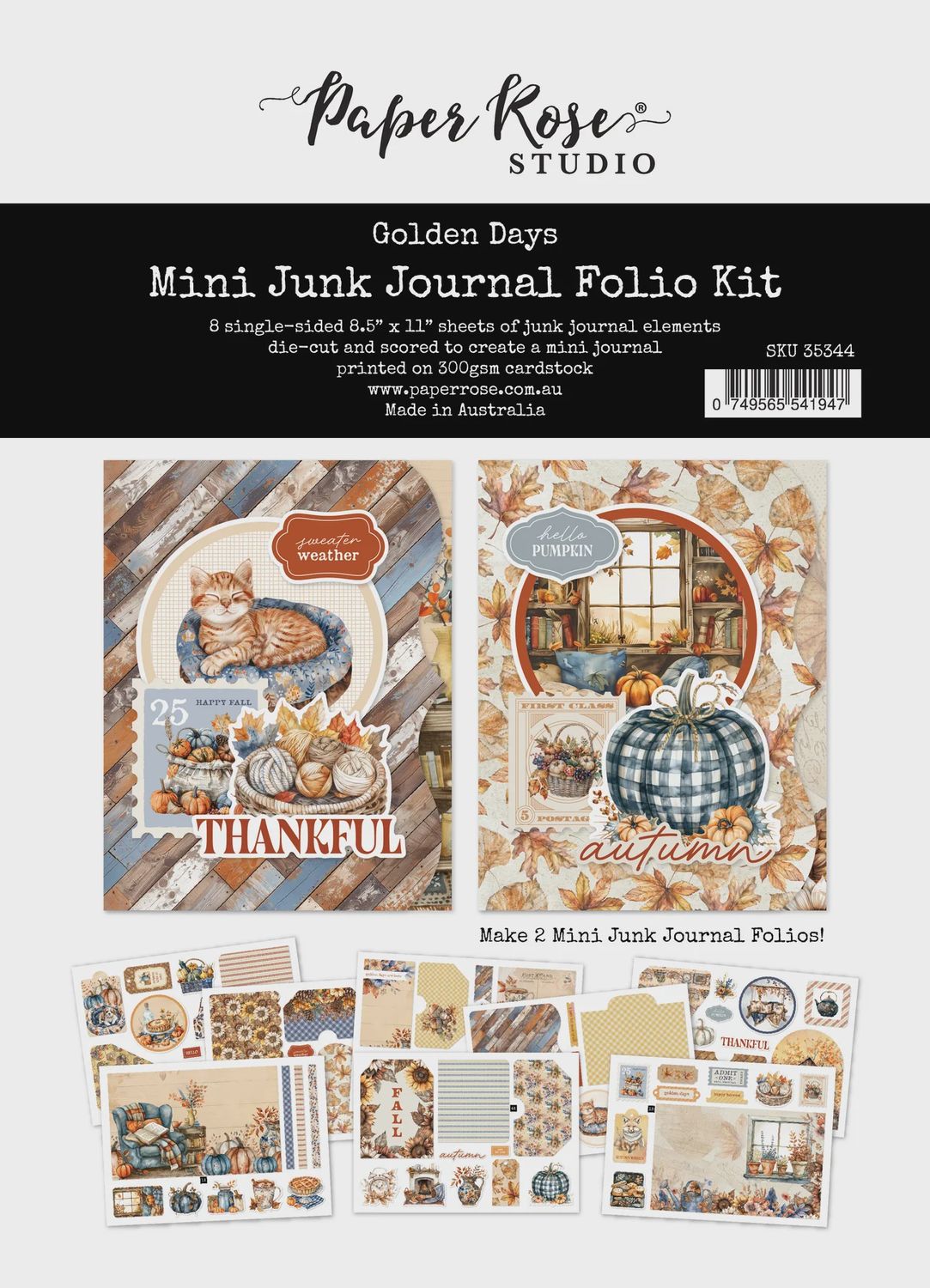 Golden Days 8.5" x 11" Mini Junk Journal Folio Kit