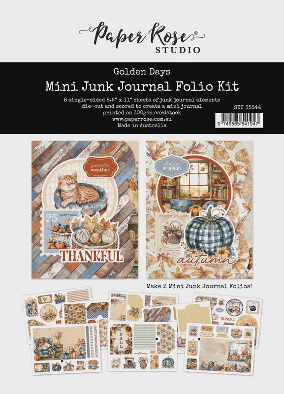 Golden Days 8.5" x 11" Mini Junk Journal Folio Kit