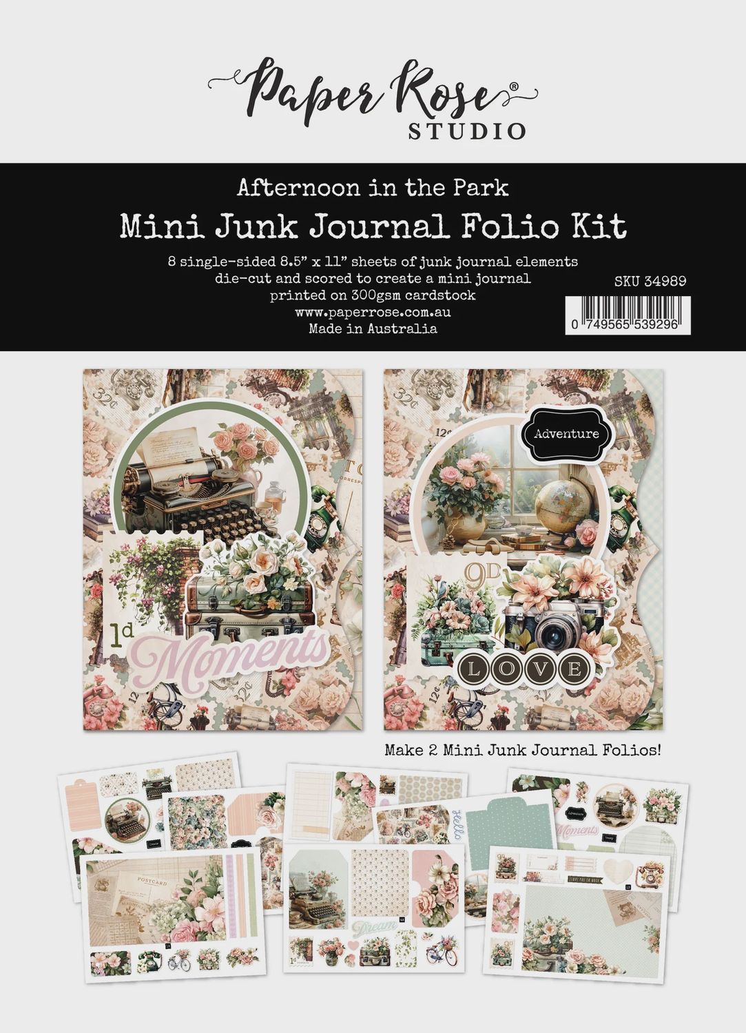 Afternoon in the Park 8.5" x 11" Mini Junk Journal Folio Kit