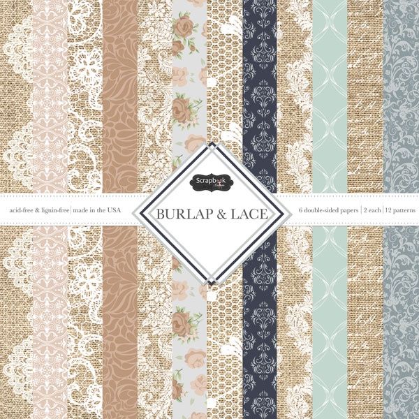 Burlap Lace 12x12  Double Sided Paper Pack