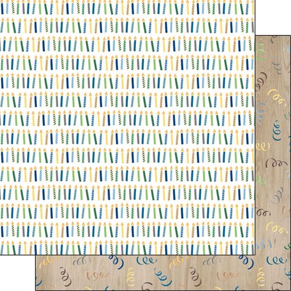 His Birthday Candles/Wood Confetti Paper 12x12