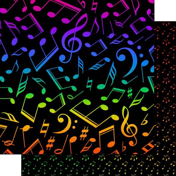 Music Notes Neon Paper 12x12