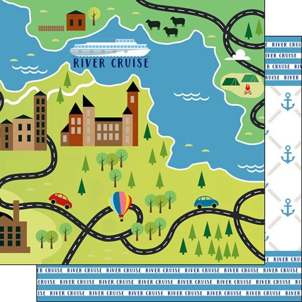 River Cruise Cartoon Paper 12x12