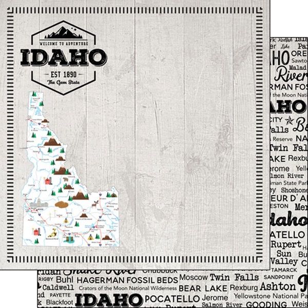 Idaho Postage Map Paper 12x12