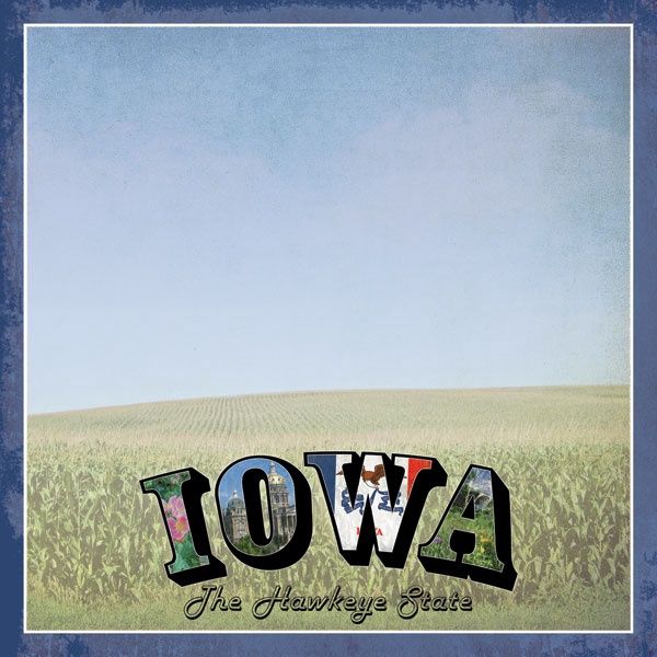 Iowa Vintage Paper 12x12