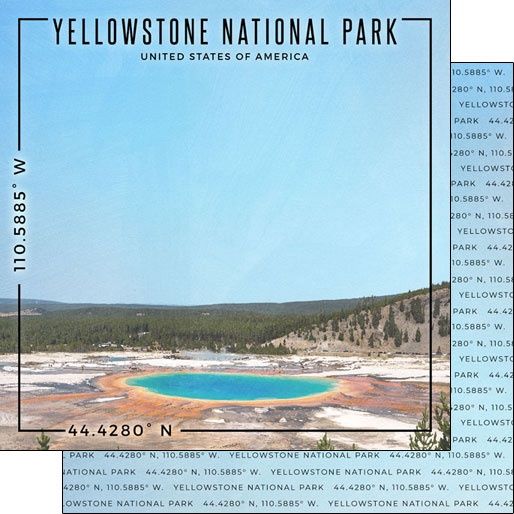 USA - Yellowstone NP Coordinates Paper 12x12