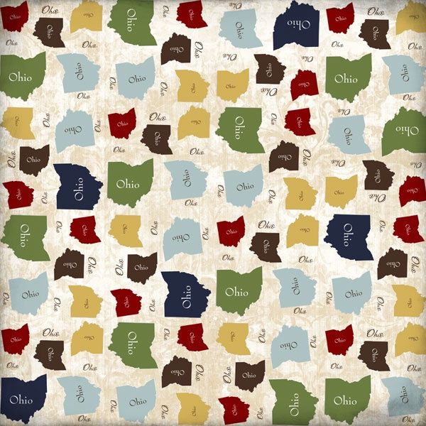 Ohio State Shape 12x12 Paper