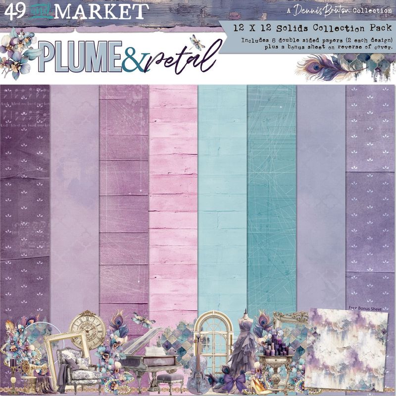 49 And Market Solids Collection Pack 12"X12" Plume &amp; Petal