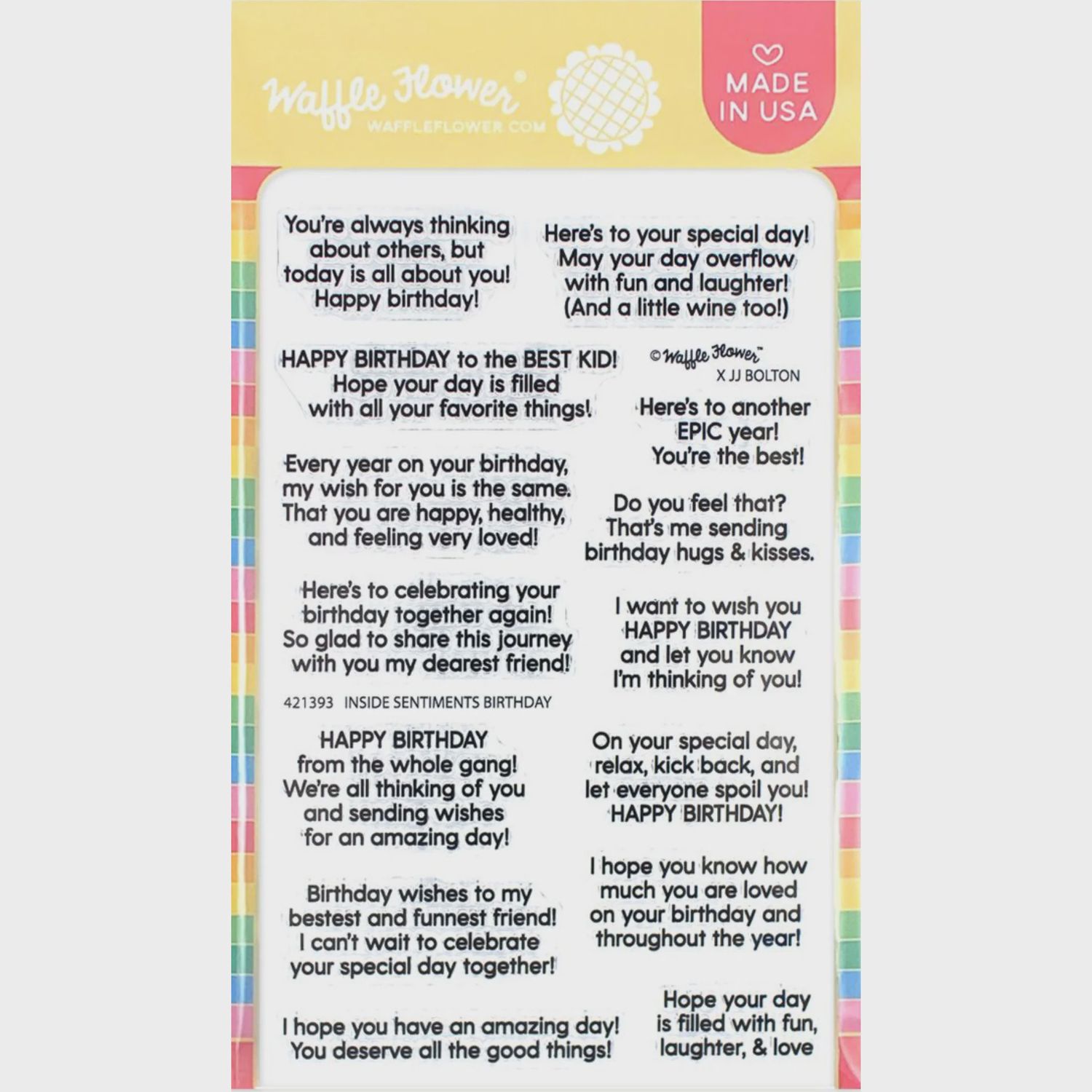 Waffle Flower Inside Sentiments Birthday Clear Stamps 421393