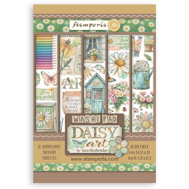 Stamperia A5 Washi Pad 8/Pkg Daisy Art