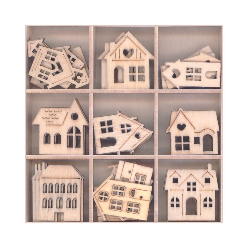 Wooden Elements – Houses (45 Pieces)