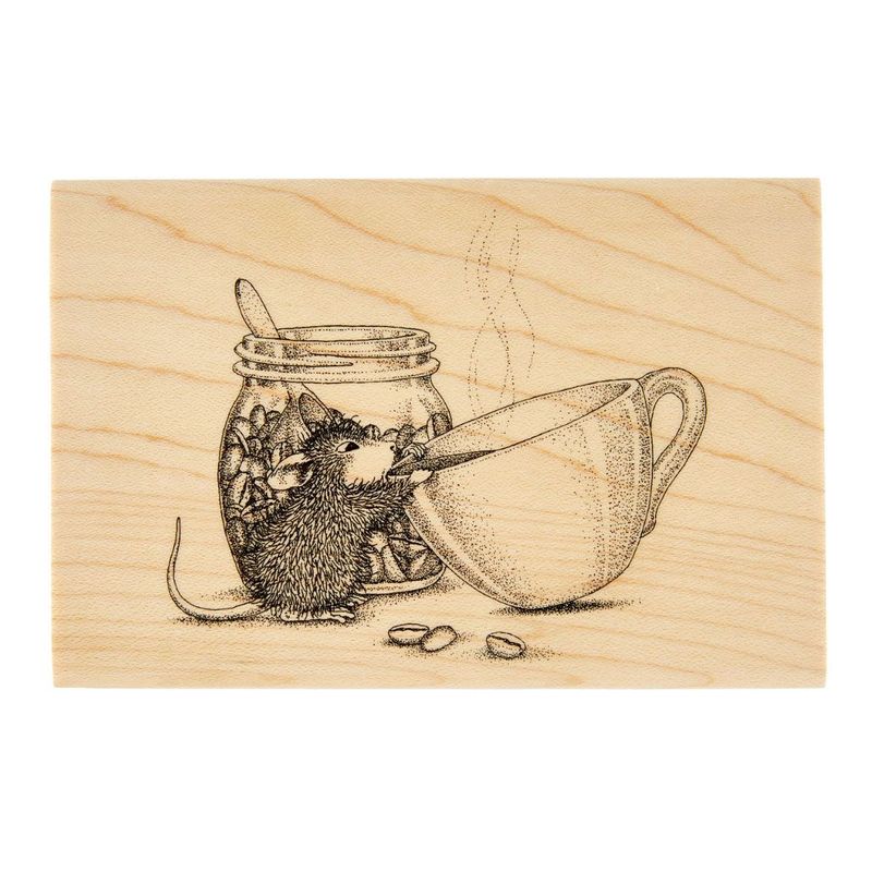 House-Mouse Wood Mount Stamp Brew-tiful Day