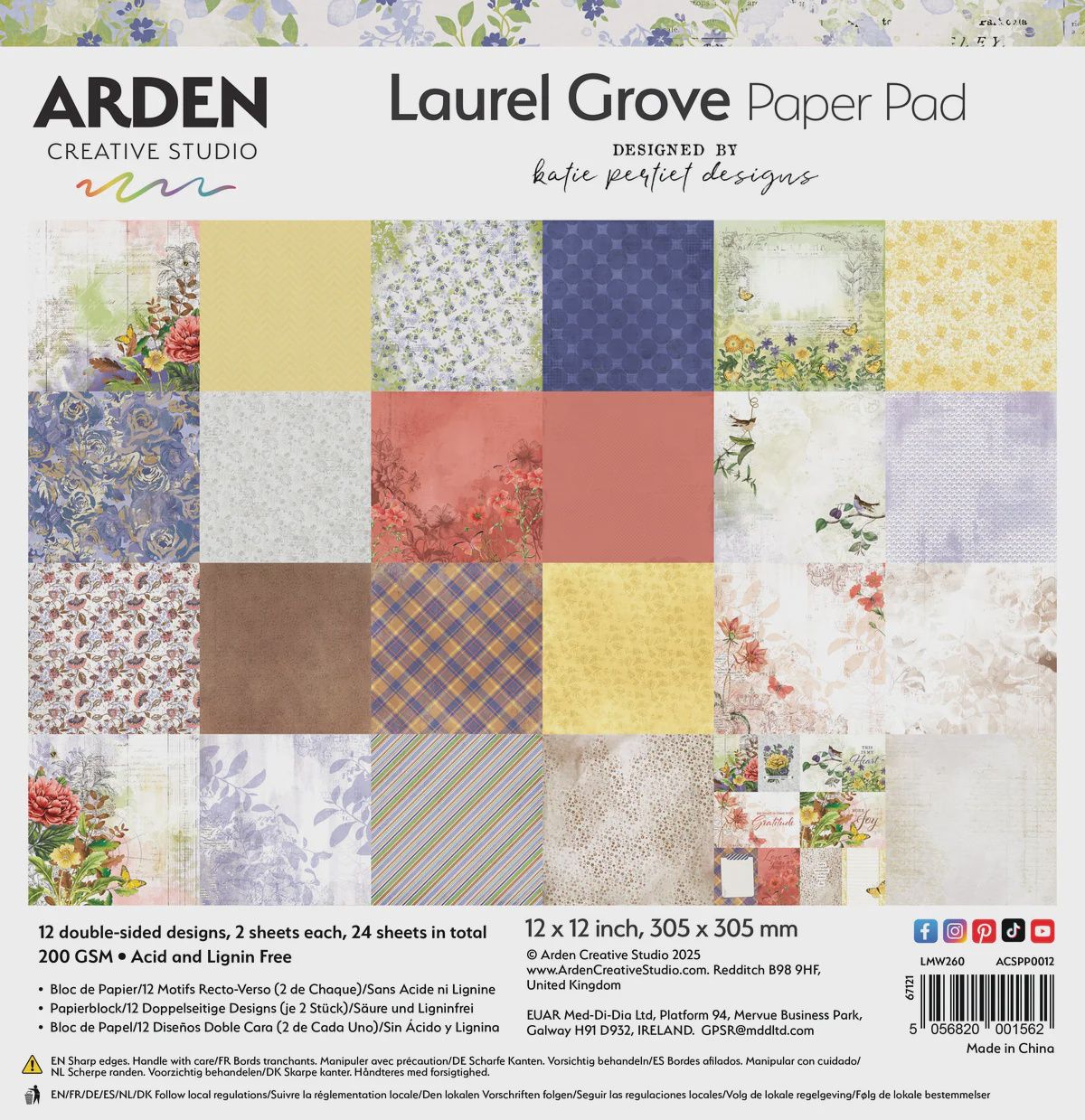 Arden Creative Studio Laurel Grove 12in x 12in Paper Pad