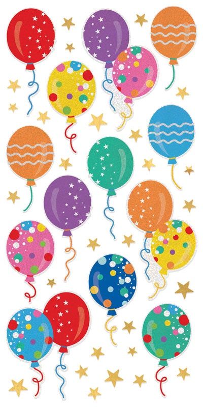 Decorative Stickers - Holographic Foil Birthday Balloons