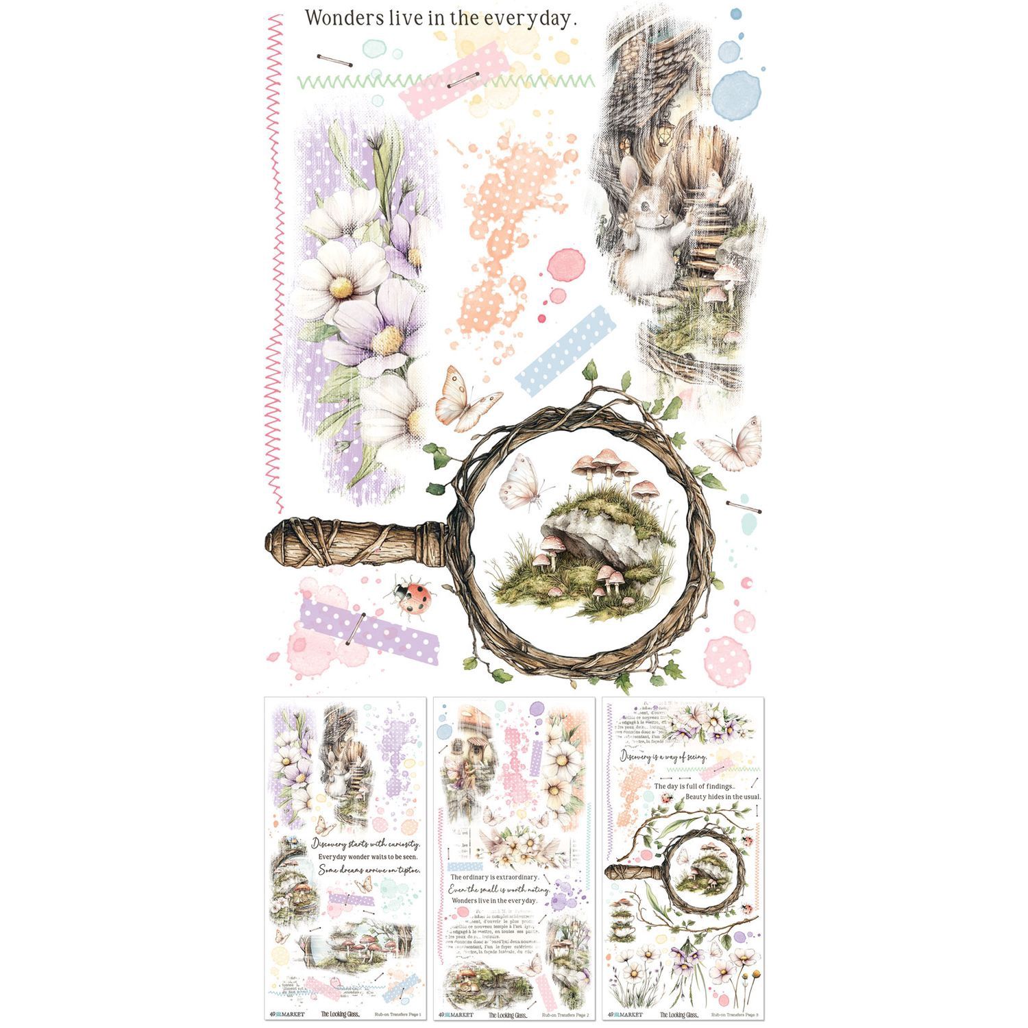 49 And Market Blendable Rub-On Transfer Set 6"X12" the Looking Glass
