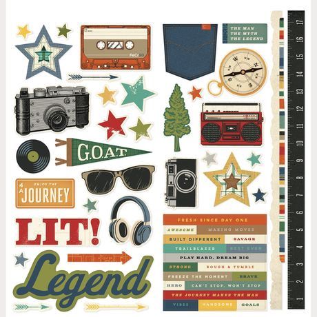 Simple Stories Basics Cardstock Stickers 12"X12"- Icons Rustic Legend