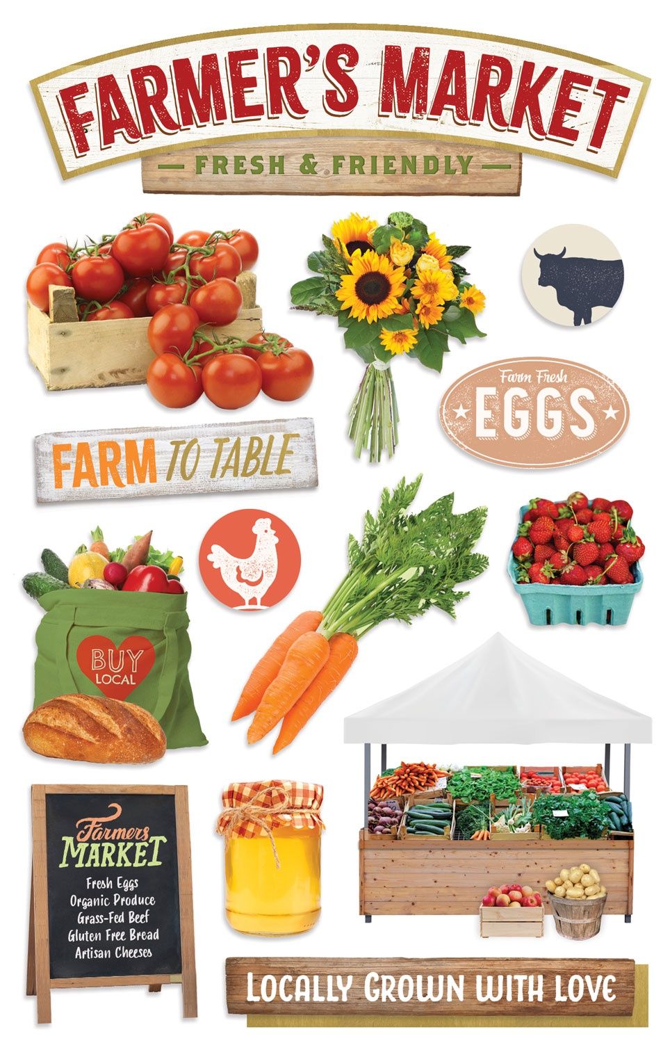 Farmer's Market 3D Stickers