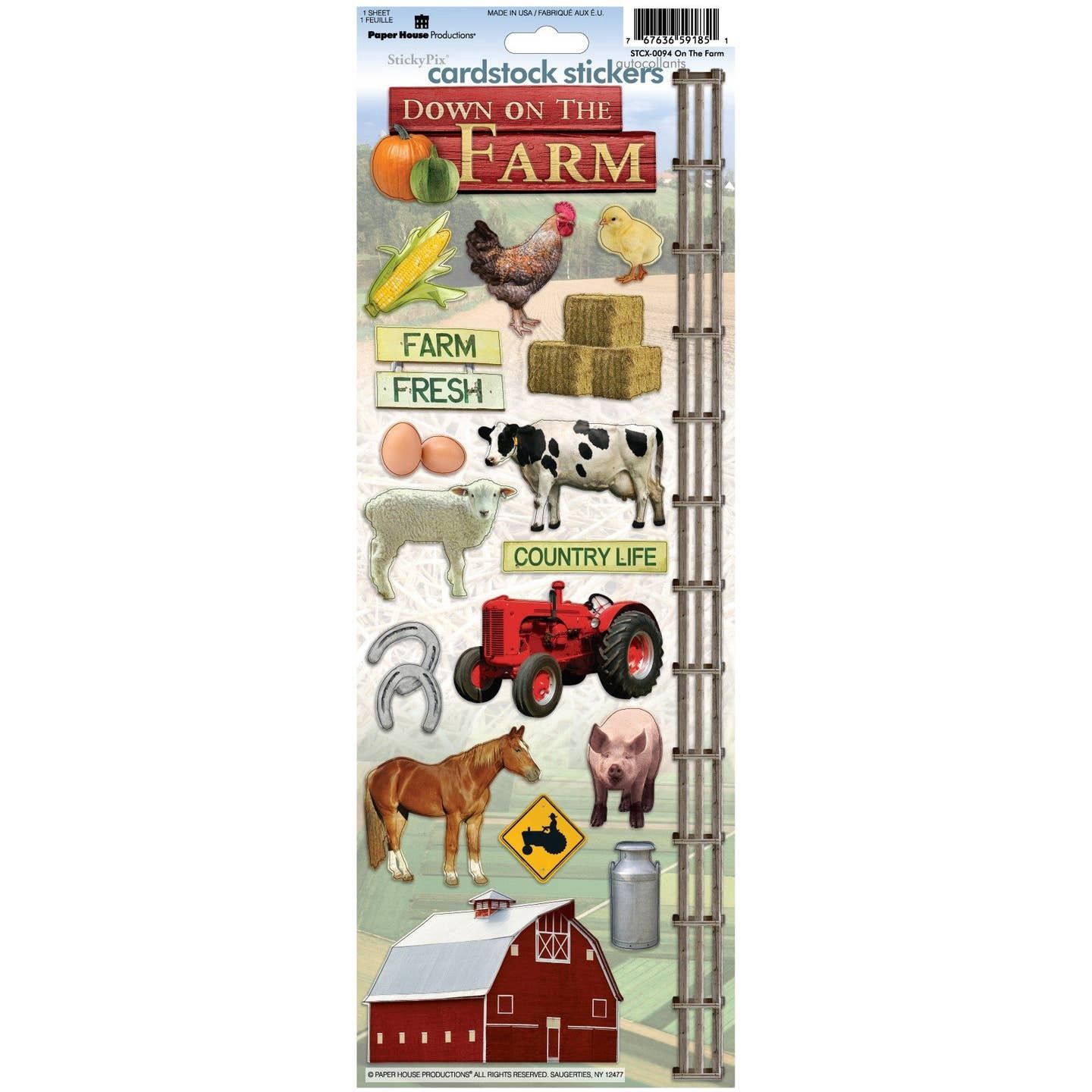 On The Farm Cardstock Stickers