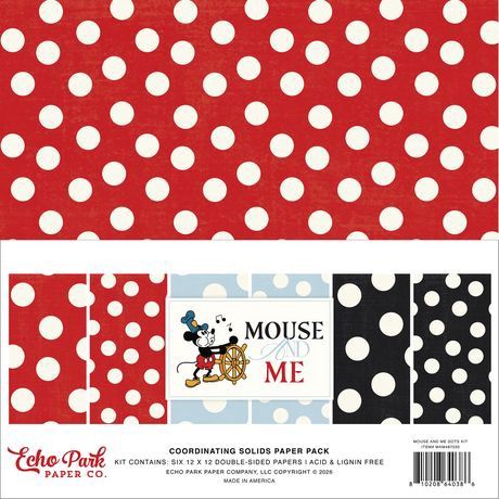 Echo Park Mouse and Me Dots Kit 12"X12" Coordinating Solids Paper Pack