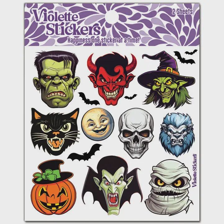 K358 Crystal Monster Halloween Stickers