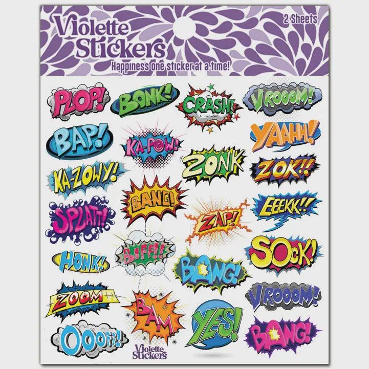 K373 Zoink Explosion Comic Book Sayings Stickers
