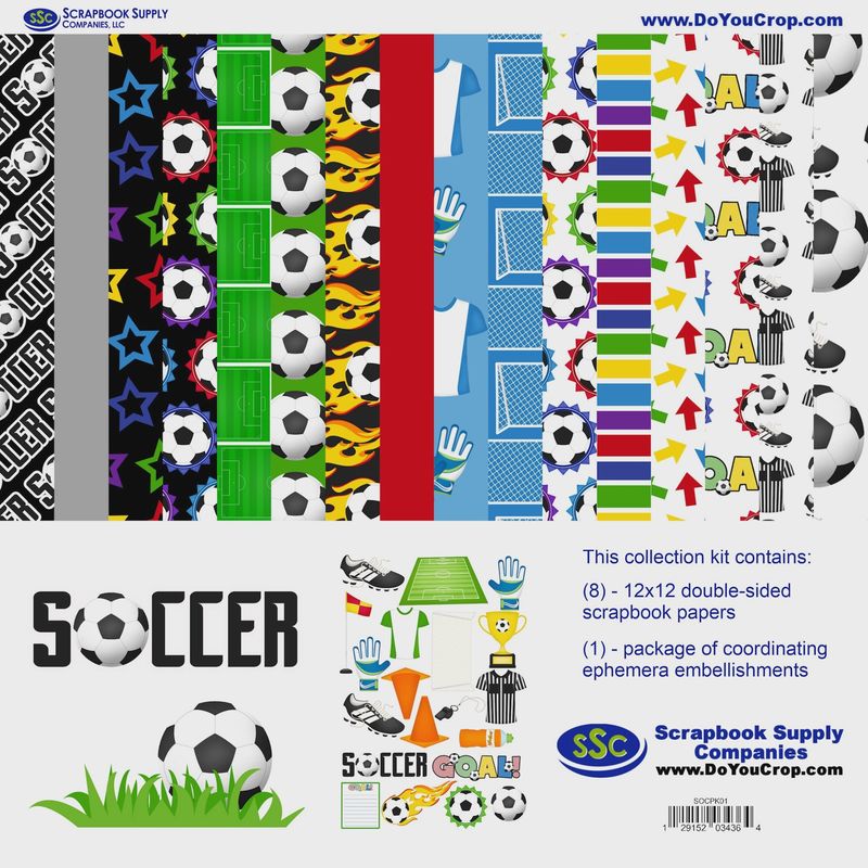 Soccer Season 12 X 12 Scrapbook Paper &amp; Embellishment Kit